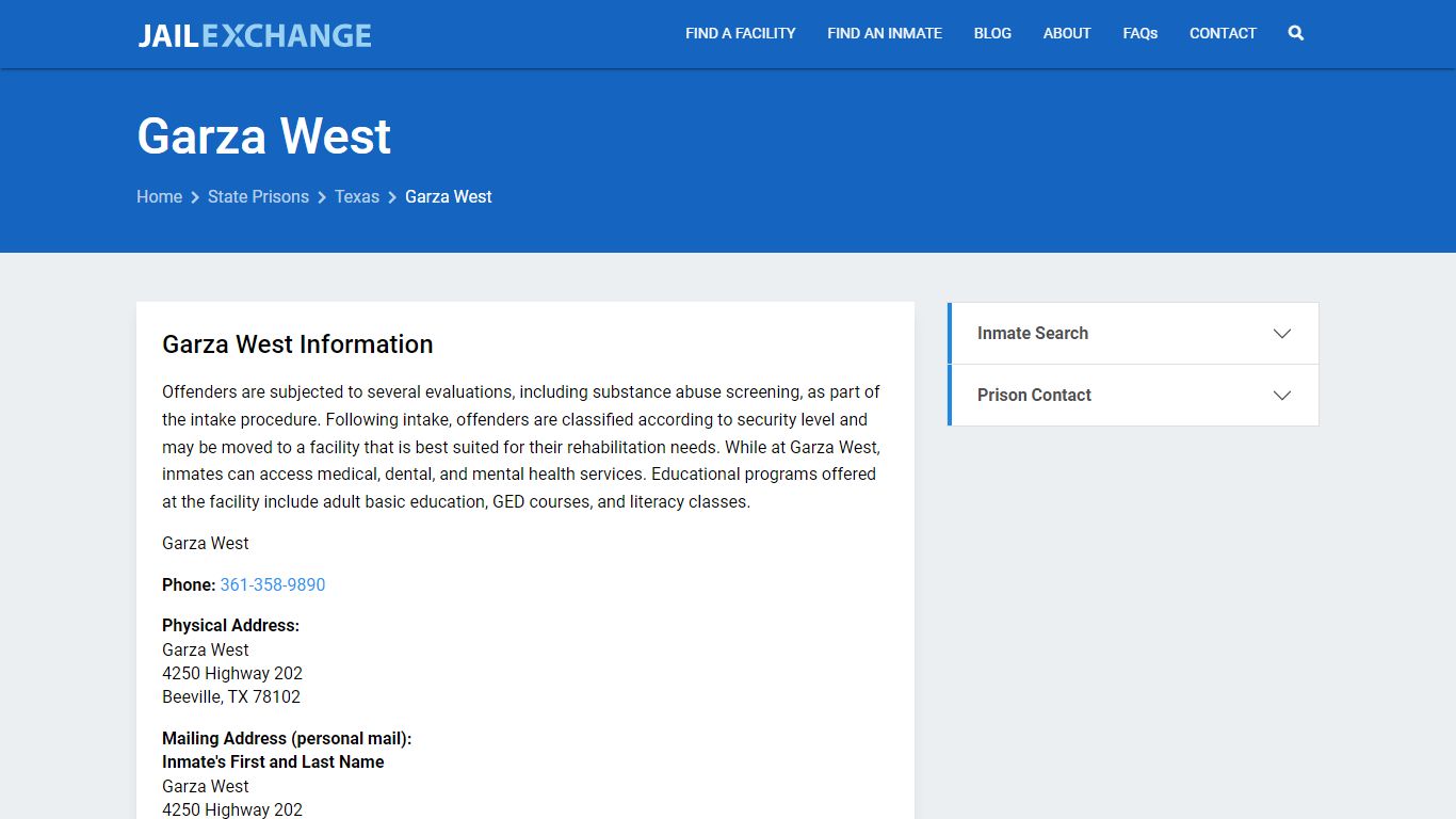 Garza West Inmate Search, TX - Jail Exchange
